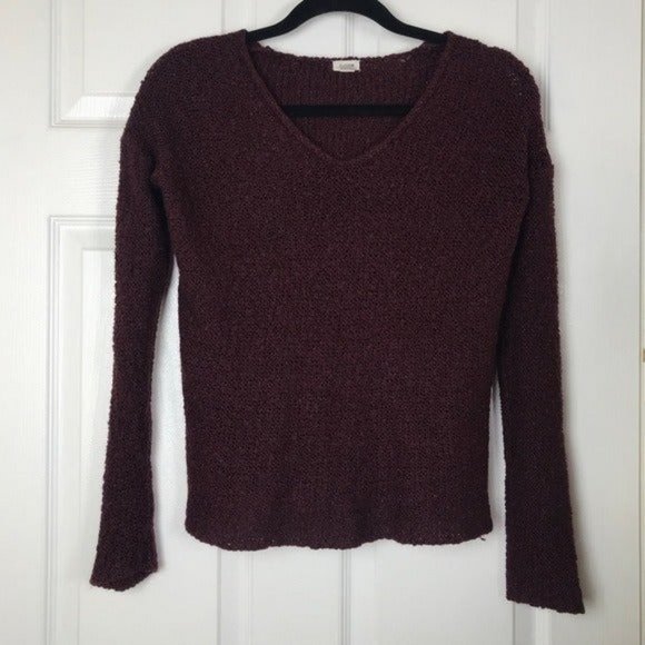 Garage Sweaters - GARAGE Clothing burgundy knit sweater v